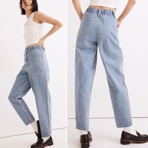 Madewell Pull On Balloon Barrel Jeans Womens XL Light Denim Wash Casual Comfy